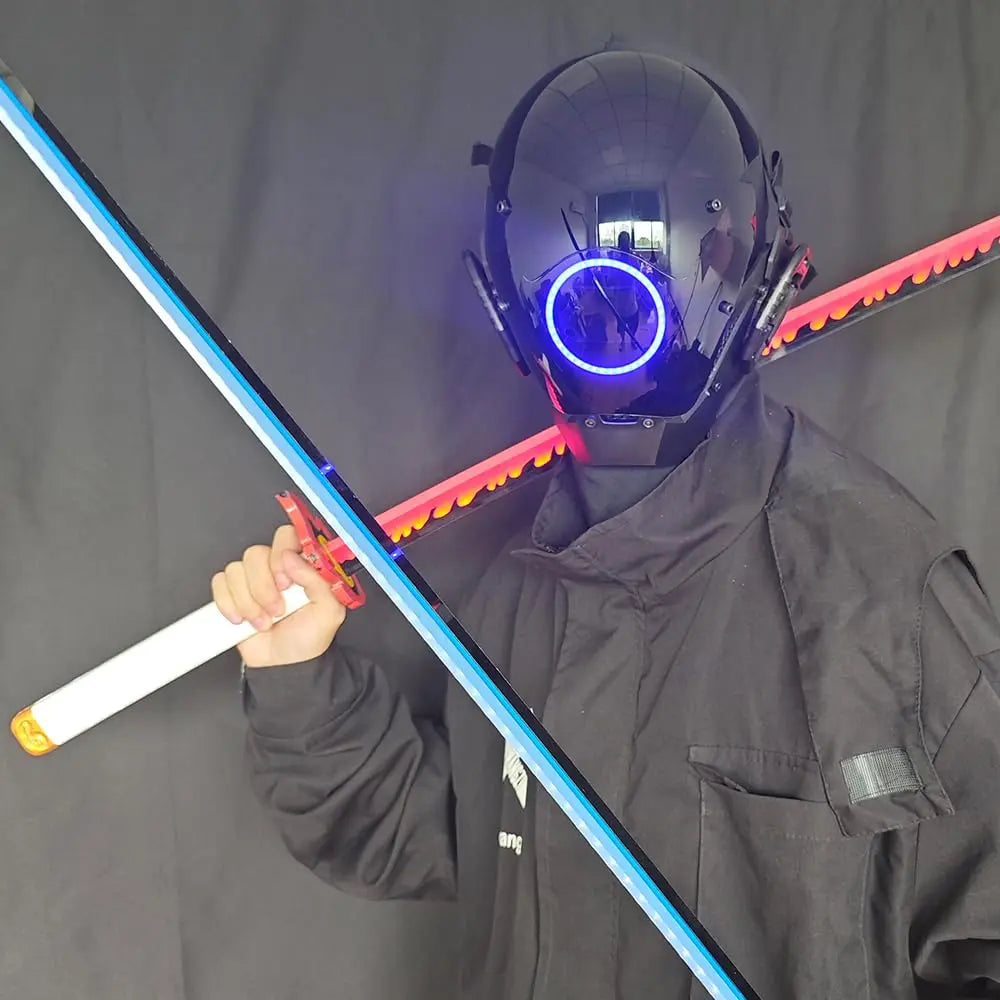 JAUPTO Punk Mask Cosplay for Men & Women – LED Round Light Mask for Halloween, Party & Music Festival Accessories