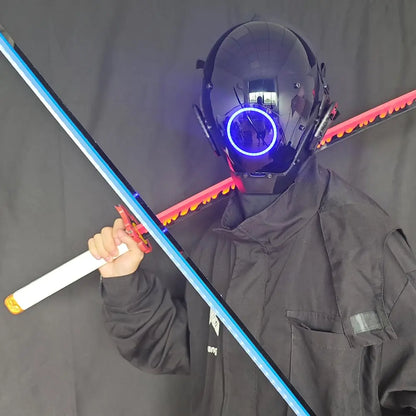 JAUPTO Punk Mask Cosplay for Men & Women – LED Round Light Mask for Halloween, Party & Music Festival Accessories