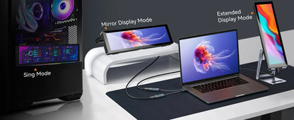 8.8 Inch HDMI Touch Screen Monitor – Long Wide Display with Case, PC Temperature Sensor Panel & Small Extender Monitor
