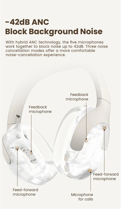HAYLOU S35 ANC Wireless Headphones - Over-Ear Bluetooth 5.2, 42dB Active Noise Cancelling, 60-Hour Battery, 40mm Dynamic Driver
