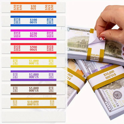 400pcs Assorted Money Bands – Self-Sealing Bill Straps for Cash Binding, Currency Organization & Fake Clinton Band