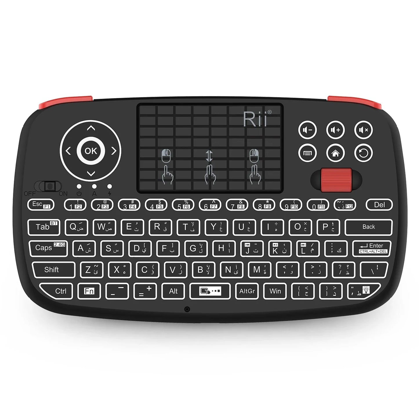 Rii i4 Mini BT Wireless Keyboard with Touchpad - 2.4GHz Backlit Mouse Remote for Windows, Android TV Box, and Smart TV