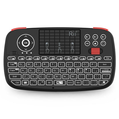 Rii i4 Mini BT Wireless Keyboard with Touchpad - 2.4GHz Backlit Mouse Remote for Windows, Android TV Box, and Smart TV