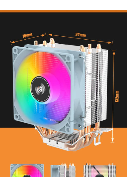 Aigo CPU Cooler — 2/4/6 Heat Pipe Radiator with 3-Pin PWM Silent RGB Fan for Intel LGA 1700/1150/1155/1156/1366 & AMD AM2/AM3/AM4
