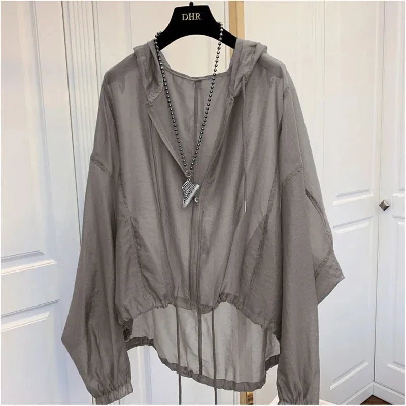 Women’s Lightweight Hooded Sun Protection Jacket – Breathable Summer Zip-Up Sunscreen Coat Green