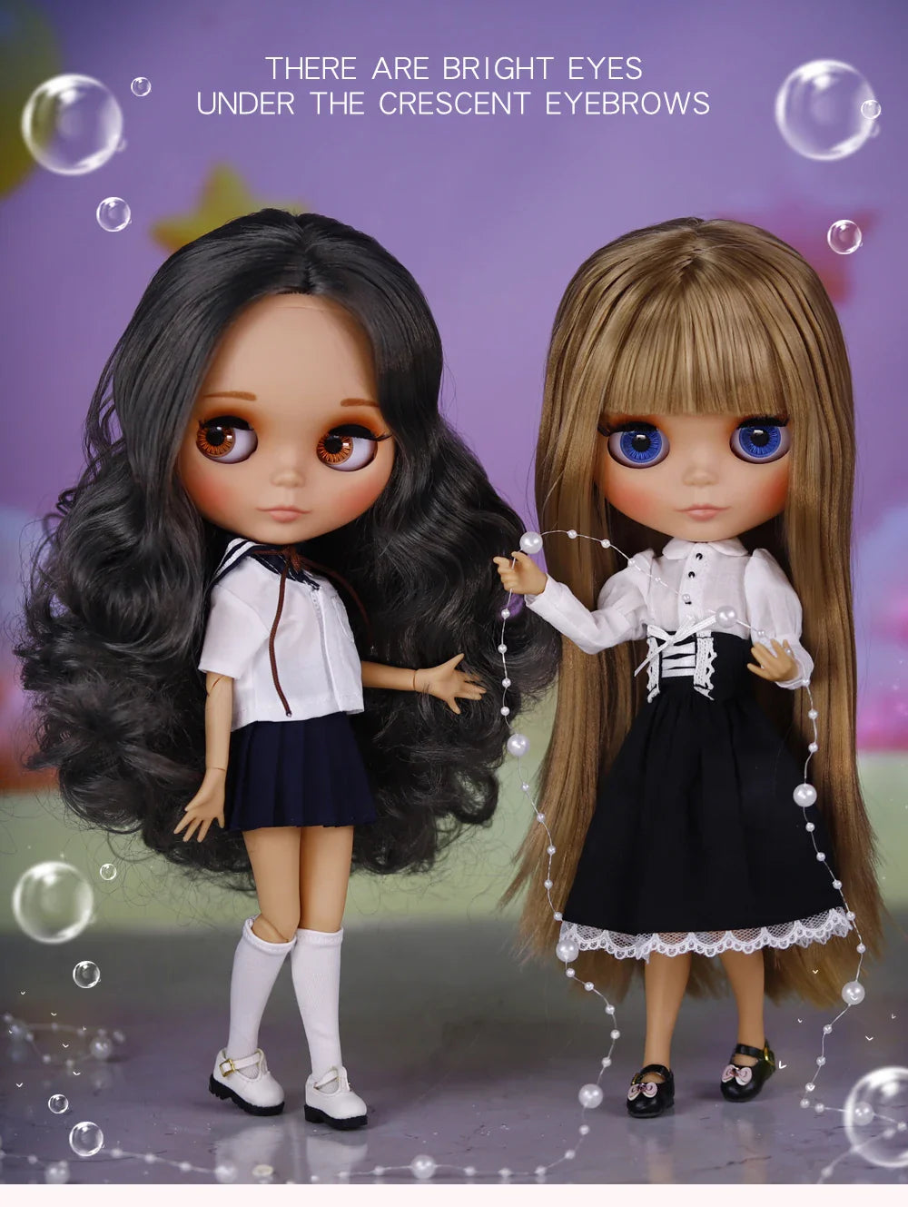 ICY DBS Blythe Doll – Tan Skin Matte Face with Eyebrows, 1/6 BJD Joint Body, Anime Christmas Gift