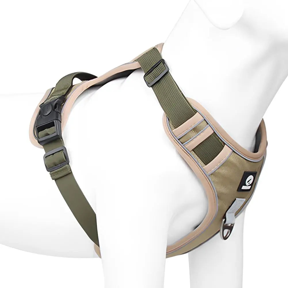 Reflective Adjustable Dog Harness: Medium to Large Labrador Army Vest - Oxford Cloth Pet Training Harness for Hound Walking