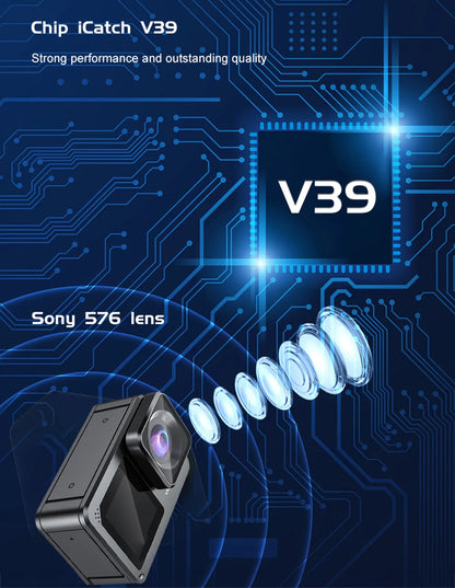 F6W Action Camera — 5K/4K60FPS, 48MP, 2.2" Touch LCD, EIS, Dual Screen, Wi-Fi, 170° Waterproof 30M, 8X Zoom Sports Camera with Wireless Mic