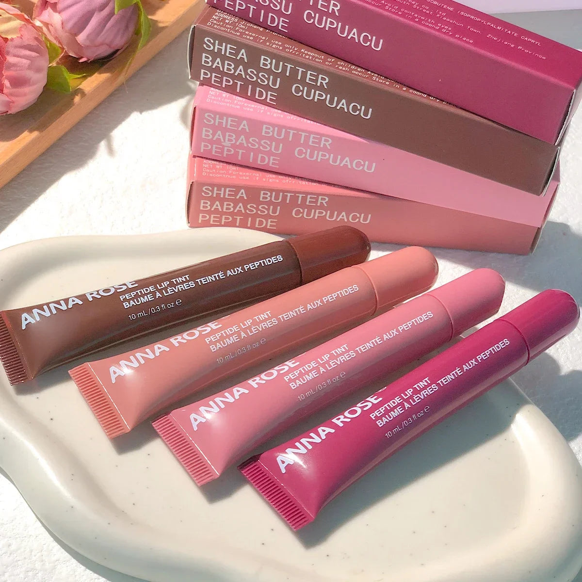 4-Color Lip Balm Set – Long-Lasting Moisturizing Gel with Coffee & Raspberry Lip Care Essence, Perfect Valentine’s Day Gift