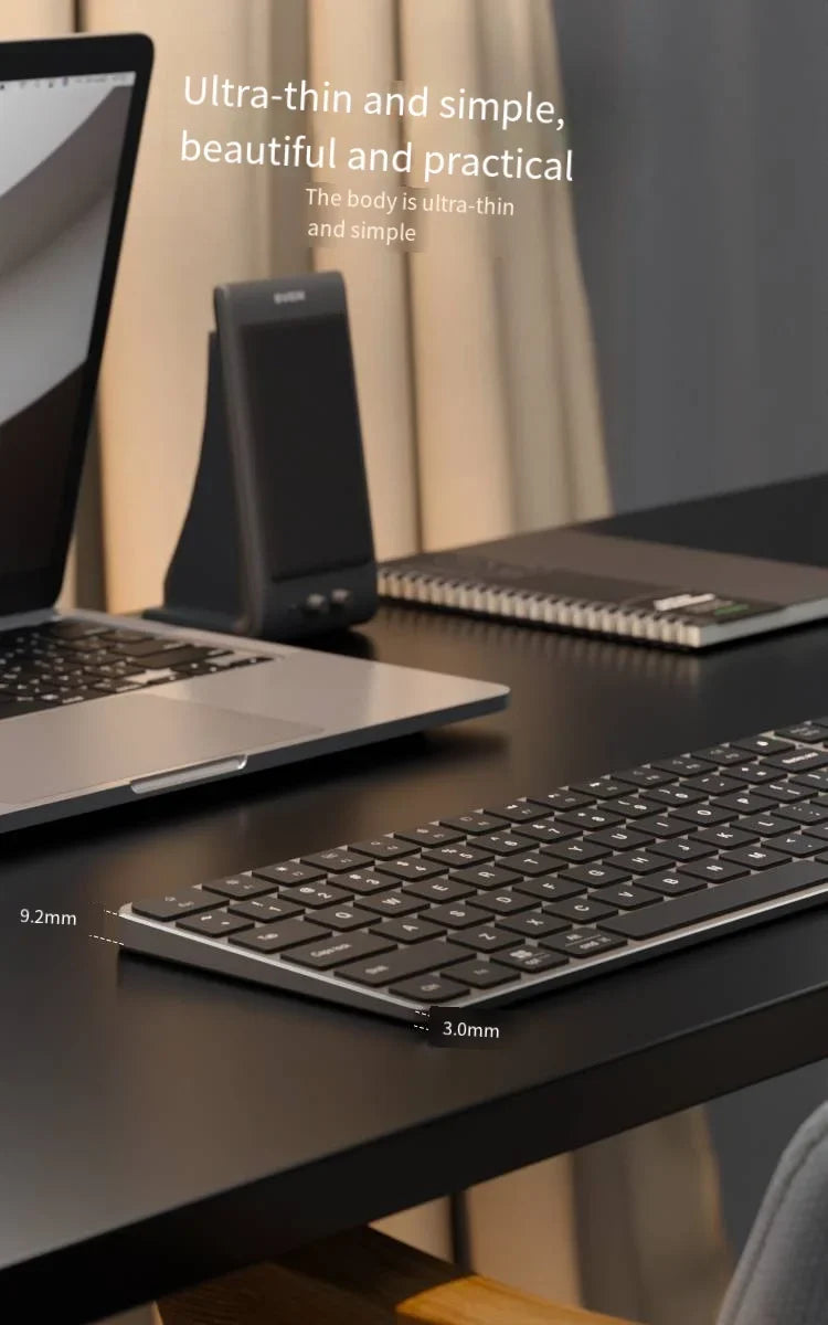 IFXLIFE Universal Wireless Bluetooth Keyboard – Rechargeable Slim Metal Frame Full-Size with Numeric Keys for Windows & macOS