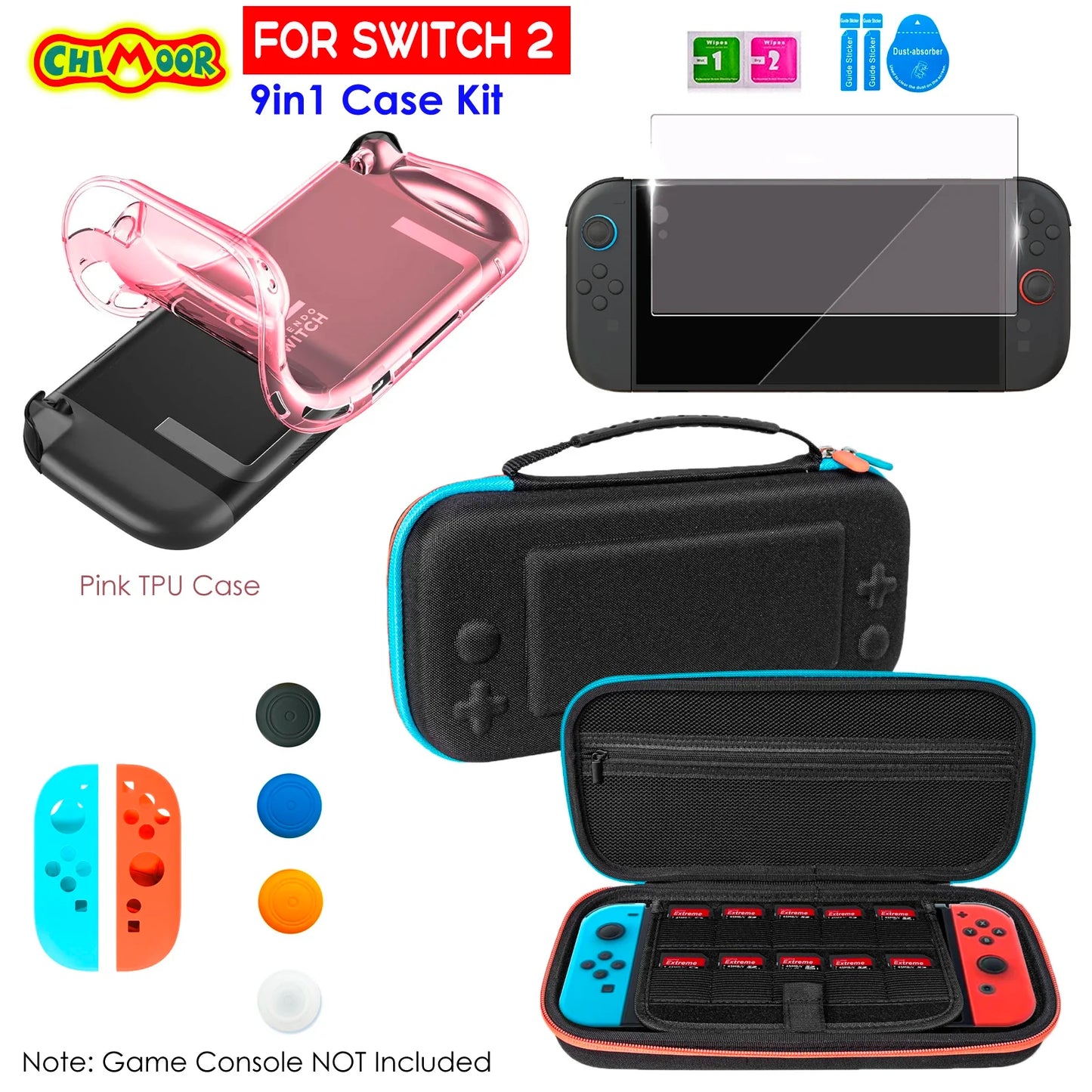 Protective Case Kit for Nintendo Switch 2 (2025) — Clear TPU Cover, Anti-Scratch, Shock-Absorption, Ergonomic Grip Design
