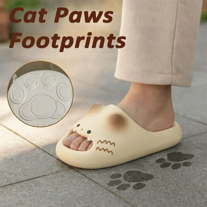 Women's Cat Paw Slippers - Waterproof Closed-Toe Soft Anti-Slip Home Shoes