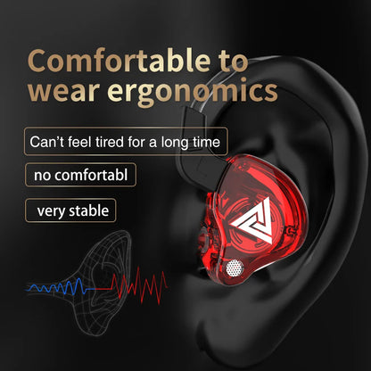QKZ AK6 In-Ear Earphones - 6 Dynamic Drivers, Stereo Headphones with Mic, Sports HIFI Subwoofer Monitor Earbuds