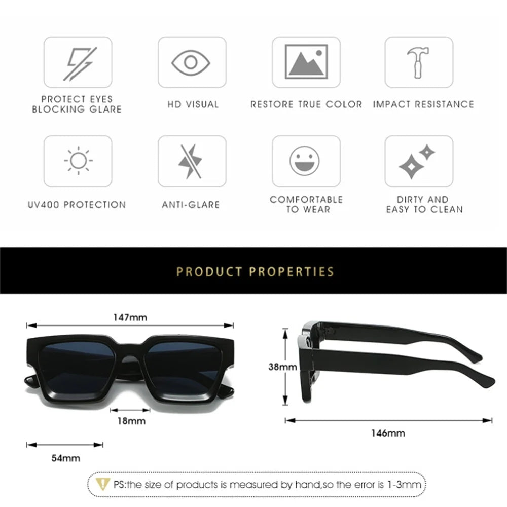 KLASSNUM 2024 Luxury Square Sunglasses – Retro UV400 Designer Shades for Men & Women