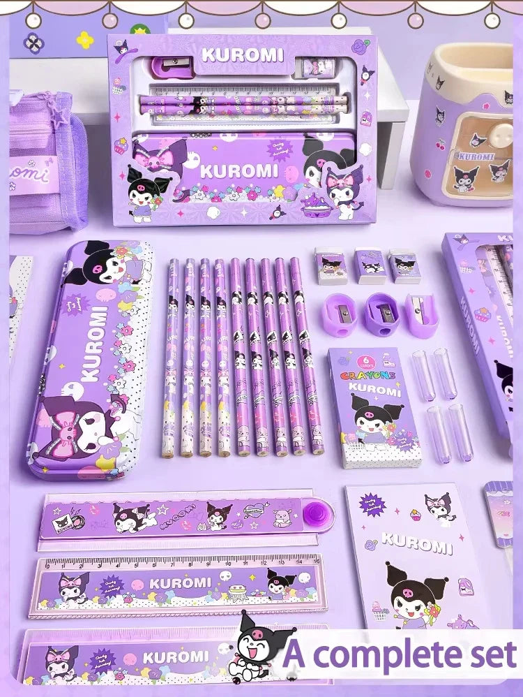 Sanrio Learning Stationery Set – Kuromi, Melody & Cinnamoroll Cartoon Pencil and Eraser Gift Box for Kids