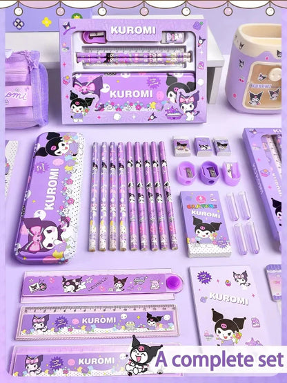 Sanrio Learning Stationery Set – Kuromi, Melody & Cinnamoroll Cartoon Pencil and Eraser Gift Box for Kids