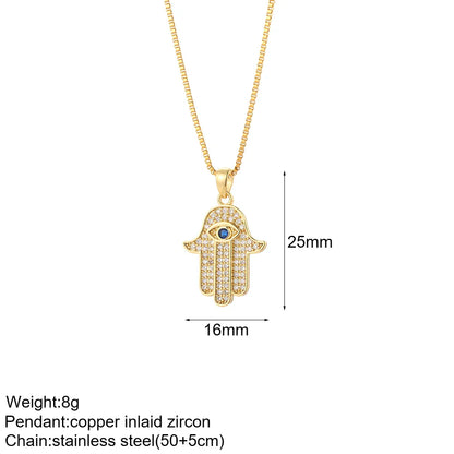 Heart Evil Blue Eye Sun Necklace – Cute Dog, Bee & Elephant Gold Pendant with Long Stainless Steel Chain for Women
