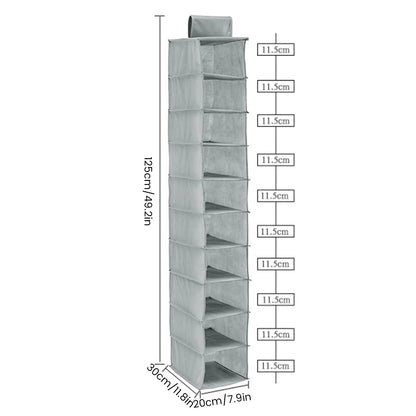 10-Layer Foldable Hanging Shoe Organizer – Non-Woven Space-Saving Shoe Rack for Home Bedroom Closet