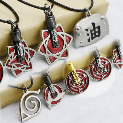 Anime Konoha Necklace & Keychain – Akatsuki Sharingan Jiraiya Pendant for Sasuke, Kakashi Cosplay Jewelry Gift