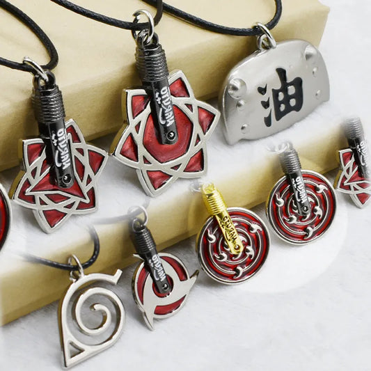 Anime Konoha Necklace & Keychain – Akatsuki Sharingan Jiraiya Pendant for Sasuke, Kakashi Cosplay Jewelry Gift