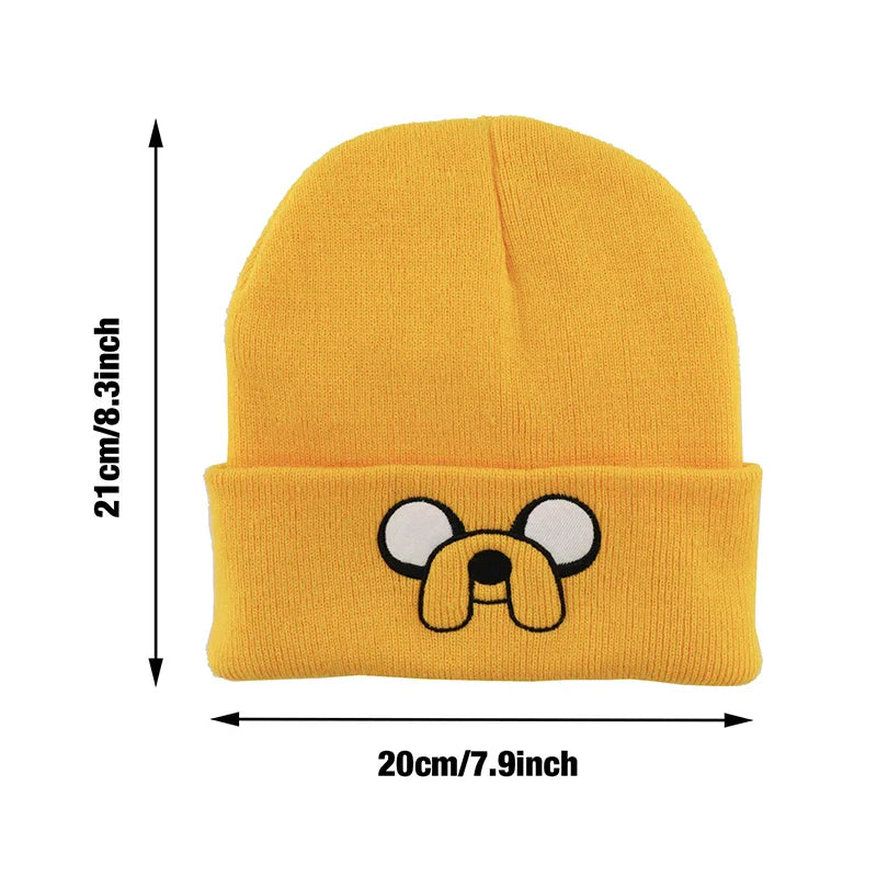 Cute Puppy Embroidered Knitted Hat - Yellow Ear Protection for Autumn & Winter - Warm & Versatile Beanie