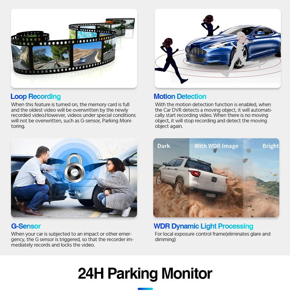 E-ACE 10'' 4G Android Dash Cam – FHD 1080P Dual Lens Rearview Mirror DVR with ADAS & Streaming