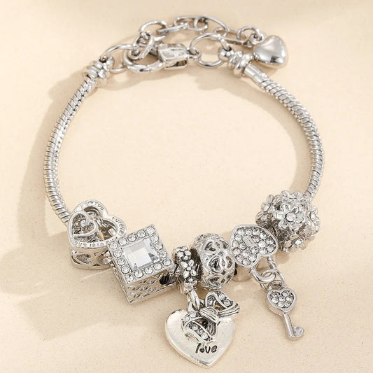 Women's Fashion Beaded Love & Family Bracelet – Multi-Element Jewelry Accessories for Daily Wear, Parties & Holiday Gifts