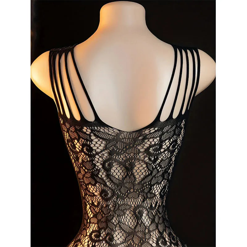 Women’s Sexy One-Piece Lingerie – Erotic Crotchless Fishnet Bodystocking with Open Breast, Adult Babydoll Underwear