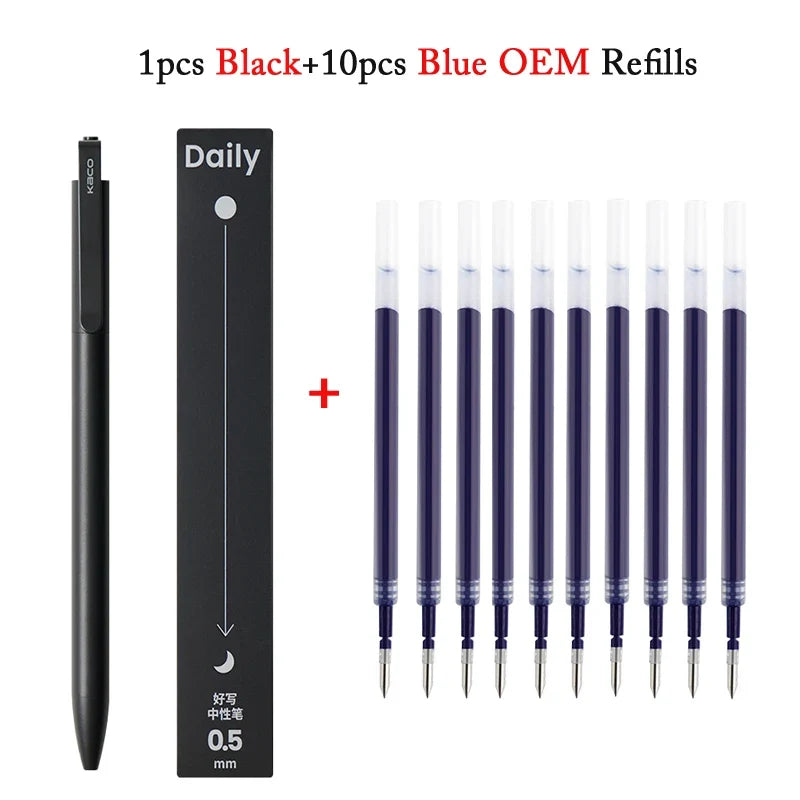 KACO Metal Clip Gel Pen - 0.5mm Black Ink Quick Dry Signature Pen with 800M Smooth Writing Capacity