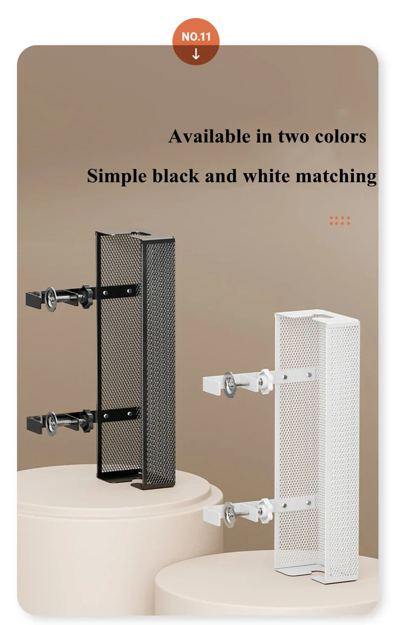 No-Drill Extendable Under Desk Cable Management Tray | Retractable Power Strip & Cord Holder with Clamp