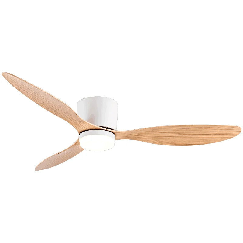 42-52 Inch Ceiling Fans with DC Motor — Remote Control Low Floor Cooling Fans, No Light, White Wood & Black Options