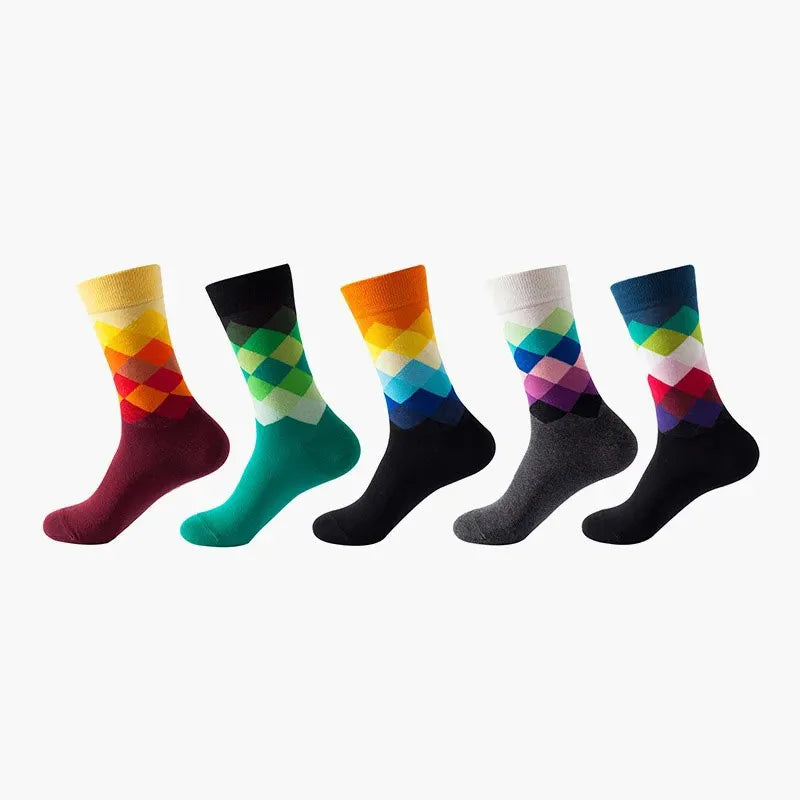 5-Pair Funny Printed Sports Socks - Harajuku Hip Hop Casual Fashion Socks for Men & Women