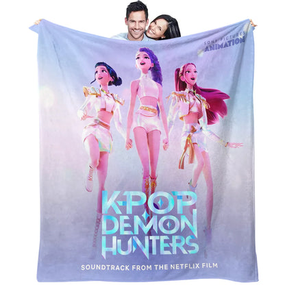 K-Pop Demon Hunters Flannel Blanket – 31 Styles Anime Throw for Home, Travel & Camping Fan Gift