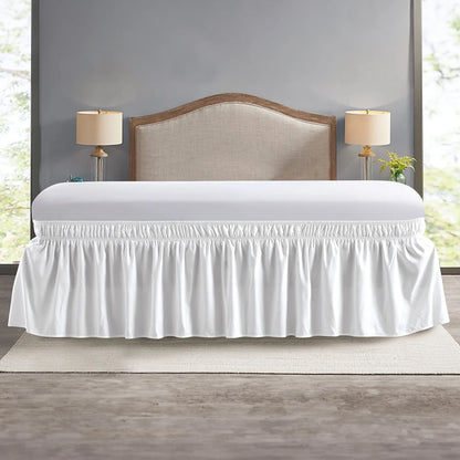 Elastic Wrap-Around Bed Skirt – Soft Fade-Resistant Ruffle Bed Cover & Mattress Protector (Couvre Lit Style)