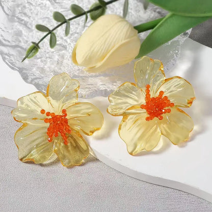 Zvoijio Resin Flower Drop Earrings - Personalized Trendy Long Water Drop Jewelry for Women