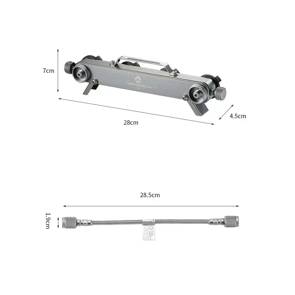 CAMPINGMOON 4-In-2 Butane Adapter with Extension Hose - Screw Type Split Furnace Adapter for Gas Cartridge Stove Conversion