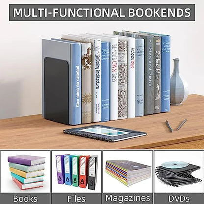 Organize Your Space: Simple Ins Wind Metal Desktop Book Stand - Student Book Block with Large Thickened 2-Piece Storage Rack - Stationery in Elegant Black