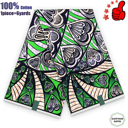 African Real Wax Fabric - High Quality 100% Cotton Ankara Pagne for Women’s Dresses