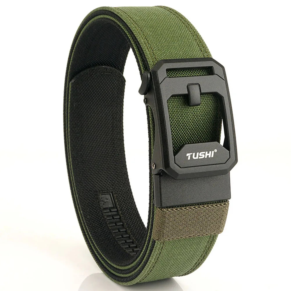 TUSHI Men's Military Tactical Belt – Heavy-Duty Sturdy Nylon with Automatic Buckle for Outdoor & Casual Wear