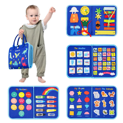Montessori Toddler Busy Board – Educational Activity for Dress Motor Skills, Baby Learning Toy for Travel