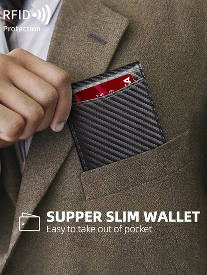 RFID Carbon Fiber Men’s Wallet — Ultra-Thin Mini Card Holder with 7 Slots