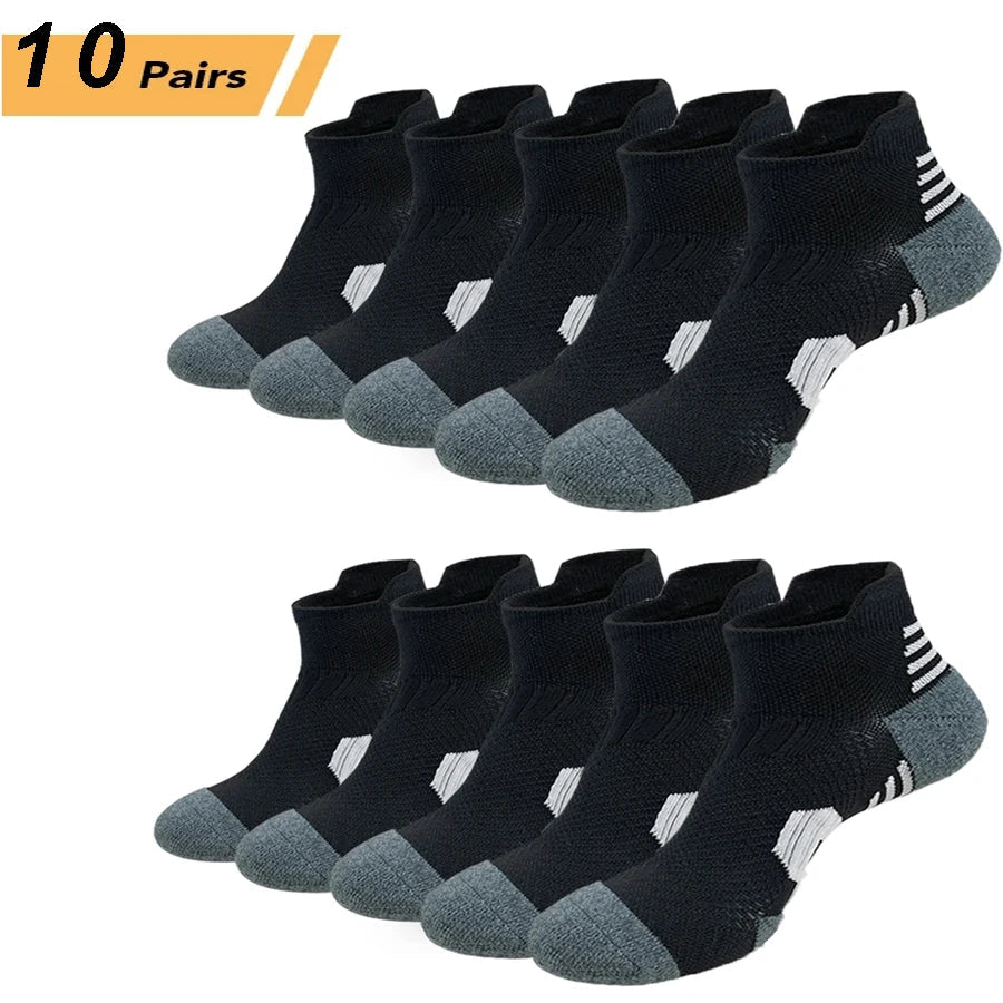 3 Pairs Professional Sports Socks – Non-Slip Towel Bottom Running Socks for Men & Women, Breathable Quick-Dry Basketball Training Ankle Sox