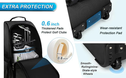 Heavy Duty Golf Travel Bag – 900D Polyester Oxford, Wear-Resistant, Foldable Soft-Sided Case with Zipper & Wheels