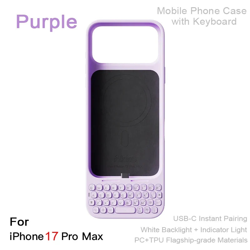 Magnetic Phone Case with Keyboard - All-in-One Wired External Keyboard Case for iPhone 16 Pro Max & 17 Pro Max