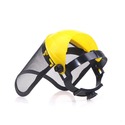 Stainless Steel Garden Grass Trimmer Safety Helmet Hat with Full Face Mesh Protective Mask for Brush Cutter Forestry Protection - 1PC