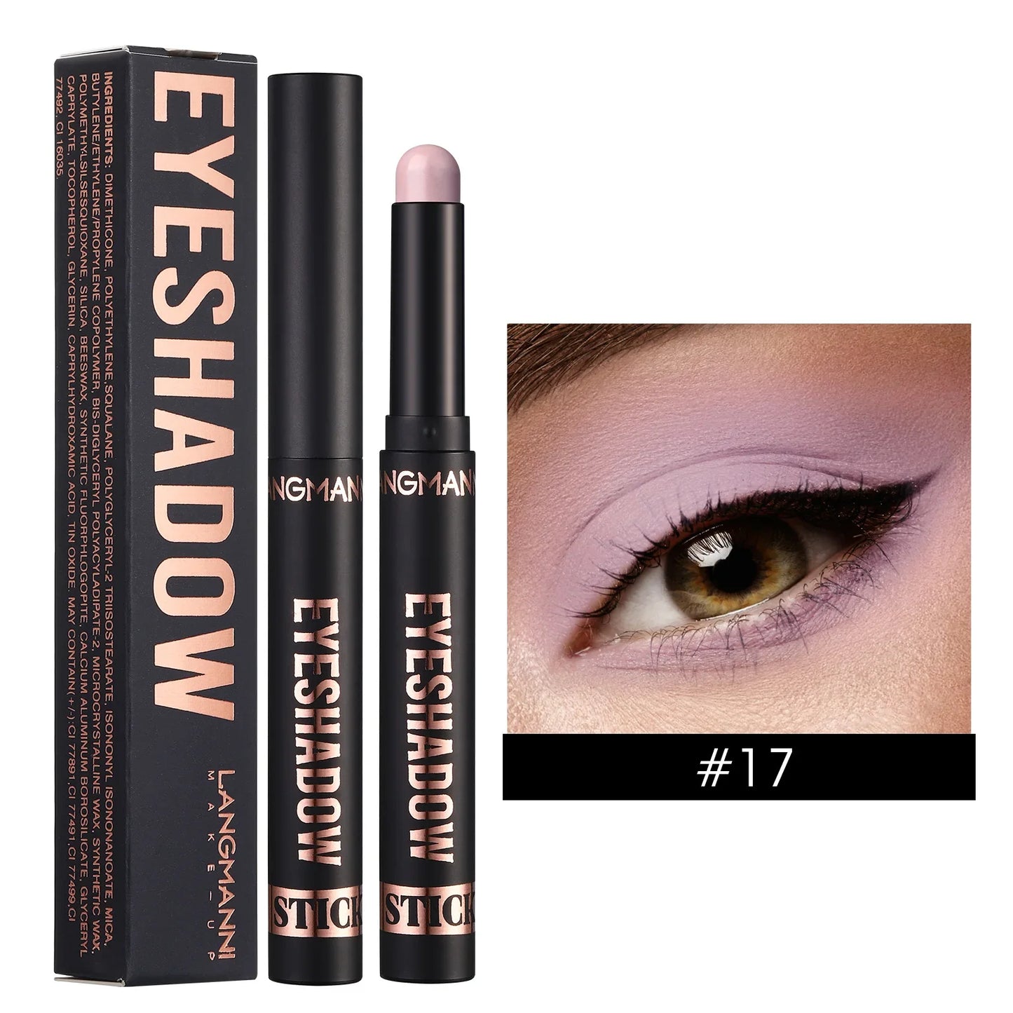 LANGMANNI 16-Color Pearl Waterproof Eyeshadow Stick – Long-Lasting Color & Face Highlight