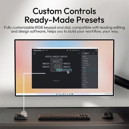 Ulanzi D100H Creative Dial Controller – RGB Keypad for Video & Photo Editing, Smart Lighting Control for Studio Setup