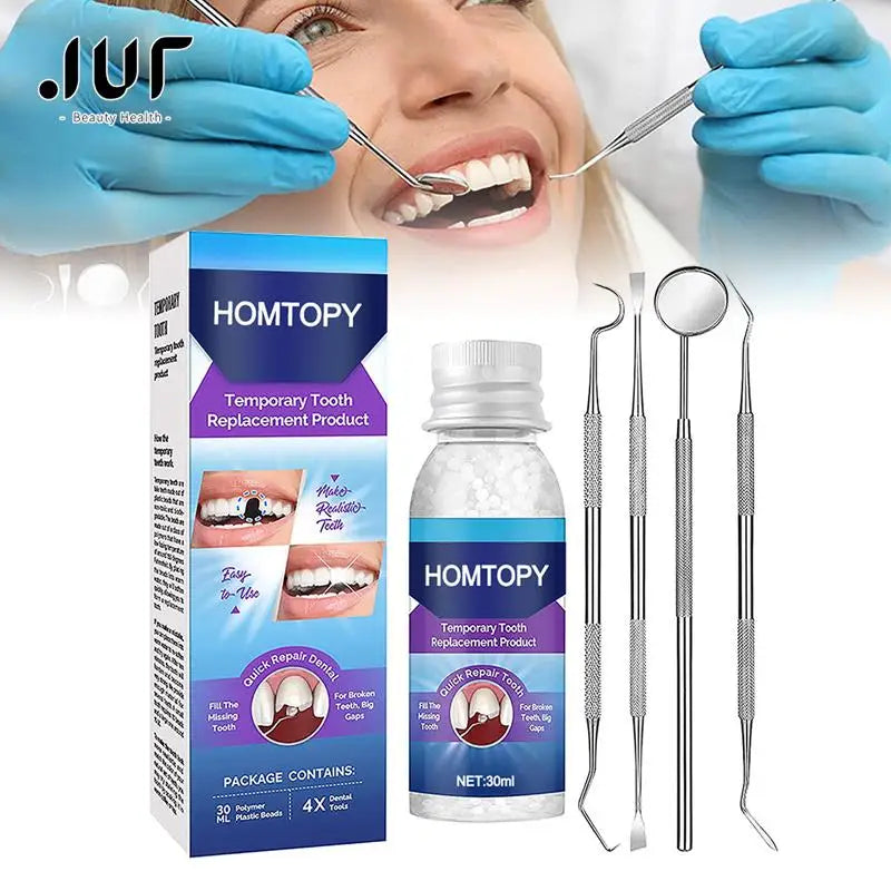 Moldable Teeth Repair Kit – Temporary Dental Replacement with Thermal Beads for Fixing Missing & Broken Teeth, Artificial Tooth Fillings