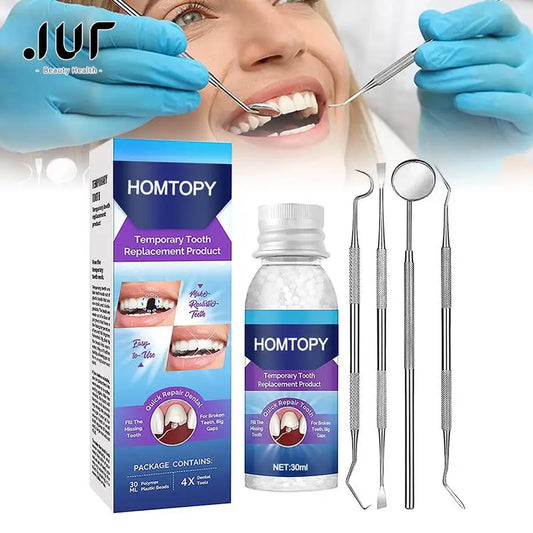 Moldable Teeth Repair Kit – Temporary Dental Replacement with Thermal Beads for Fixing Missing & Broken Teeth, Artificial Tooth Fillings