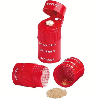 2-in-1 Pill Crusher – Creative Cutter & Grinder for Pills, Vitamins, Tablets, with Stainless Steel Blade and Removable Drinking Cup